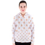 Polka Dots - Apricot Orange on White Women s Zipper Hoodie