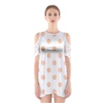 Polka Dots - Apricot Orange on White Women s Cutout Shoulder Dress