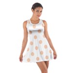 Polka Dots - Apricot Orange on White Cotton Racerback Dress