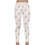 Polka Dots - Apricot Orange on White Yoga Leggings