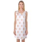 Polka Dots - Apricot Orange on White Sleeveless Satin Nightdress