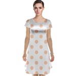 Polka Dots - Apricot Orange on White Cap Sleeve Nightdress