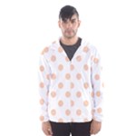 Polka Dots - Apricot Orange on White Hooded Wind Breaker (Men)