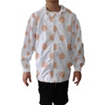 Polka Dots - Apricot Orange on White Hooded Wind Breaker (Kids)