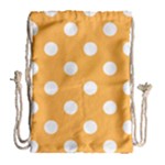 Polka Dots - White on Pastel Orange Drawstring Bag (Large)