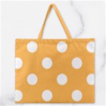 Polka Dots - White on Pastel Orange Zipper Large Tote Bag