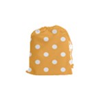 Polka Dots - White on Pastel Orange Drawstring Pouch (S)