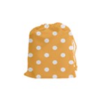 Polka Dots - White on Pastel Orange Drawstring Pouch (M)