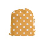 Polka Dots - White on Pastel Orange Drawstring Pouch (L)