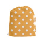 Polka Dots - White on Pastel Orange Drawstring Pouch (XL)