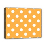 Polka Dots - White on Pastel Orange Canvas 10  x 8  (Stretched)