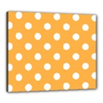 Polka Dots - White on Pastel Orange Canvas 24  x 20  (Stretched)