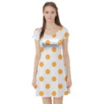 Polka Dots - Pastel Orange on White Short Sleeve Skater Dress