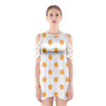 Polka Dots - Pastel Orange on White Women s Cutout Shoulder Dress