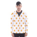 Polka Dots - Pastel Orange on White Hooded Wind Breaker (Men)