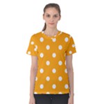 Polka Dots - White on Dark Tangerine Orange Women s Cotton Tee