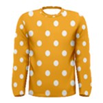 Polka Dots - White on Dark Tangerine Orange Men s Long Sleeve T-shirt