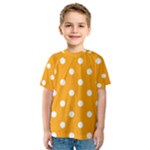 Polka Dots - White on Dark Tangerine Orange Kid s Sport Mesh Tee