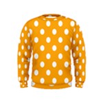 Polka Dots - White on Dark Tangerine Orange Kid s Sweatshirt