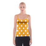 Polka Dots - White on Dark Tangerine Orange Spaghetti Strap Top