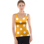 Polka Dots - White on Dark Tangerine Orange Tank Top