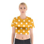 Polka Dots - White on Dark Tangerine Orange Cotton Crop Top