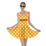 Polka Dots - White on Dark Tangerine Orange Skater Dress