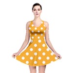 Polka Dots - White on Dark Tangerine Orange Reversible Skater Dress