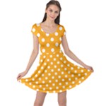 Polka Dots - White on Dark Tangerine Orange Cap Sleeve Dress