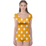 Polka Dots - White on Dark Tangerine Orange Boyleg Leotard (Ladies)