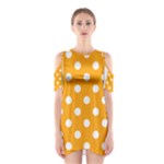 Polka Dots - White on Dark Tangerine Orange Women s Cutout Shoulder Dress