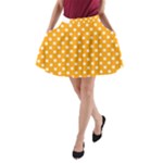 Polka Dots - White on Dark Tangerine Orange A-Line Pocket Skirt