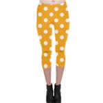 Polka Dots - White on Dark Tangerine Orange Capri Leggings