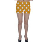 Polka Dots - White on Dark Tangerine Orange Skinny Shorts