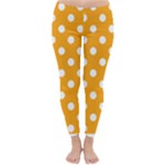 Polka Dots - White on Dark Tangerine Orange Winter Leggings