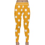 Polka Dots - White on Dark Tangerine Orange Yoga Leggings