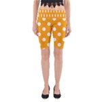 Polka Dots - White on Dark Tangerine Orange Yoga Cropped Leggings