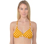 Polka Dots - White on Dark Tangerine Orange Reversible Tri Bikini Top