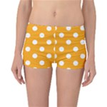 Polka Dots - White on Dark Tangerine Orange Reversible Boyleg Bikini Bottoms