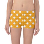 Polka Dots - White on Dark Tangerine Orange Boyleg Bikini Bottoms