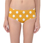 Polka Dots - White on Dark Tangerine Orange Mid-Waist Bikini Bottoms