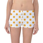 Polka Dots - Dark Tangerine Orange on White Reversible Boyleg Bikini Bottoms