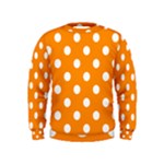 Polka Dots - White on Dark Orange Kid s Sweatshirt