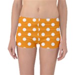 Polka Dots - White on Dark Orange Reversible Boyleg Bikini Bottoms