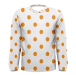 Polka Dots - Dark Orange on White Men s Long Sleeve T-shirt