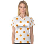 Polka Dots - Dark Orange on White Women s V-Neck Sport Mesh Tee