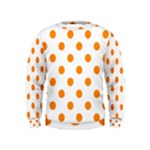 Polka Dots - Dark Orange on White Kid s Sweatshirt