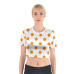 Polka Dots - Dark Orange on White Cotton Crop Top