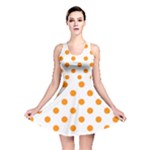 Polka Dots - Dark Orange on White Reversible Skater Dress