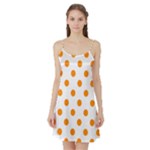 Polka Dots - Dark Orange on White Satin Night Slip